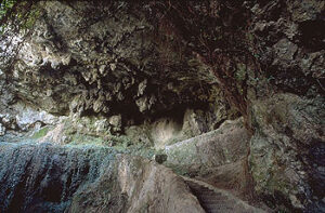 Entrée de la grotte d'El Castillo, Cantabrie
