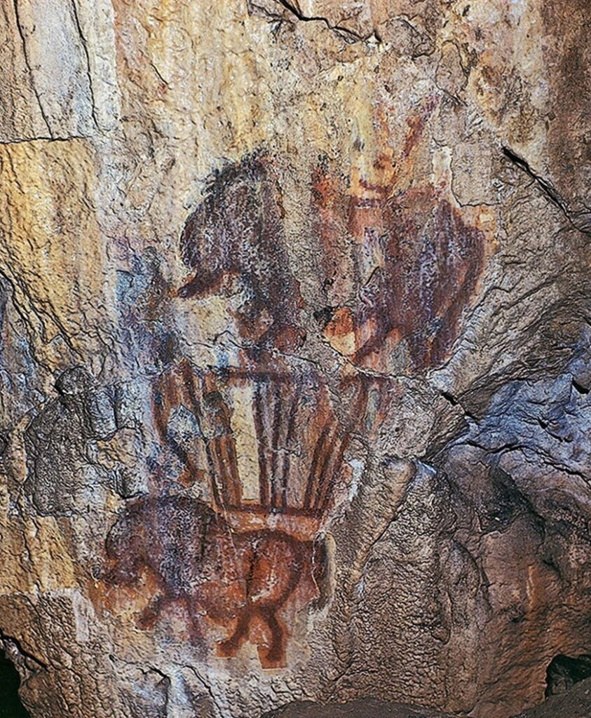 Mammouth et chevaux à l'ocre rouge