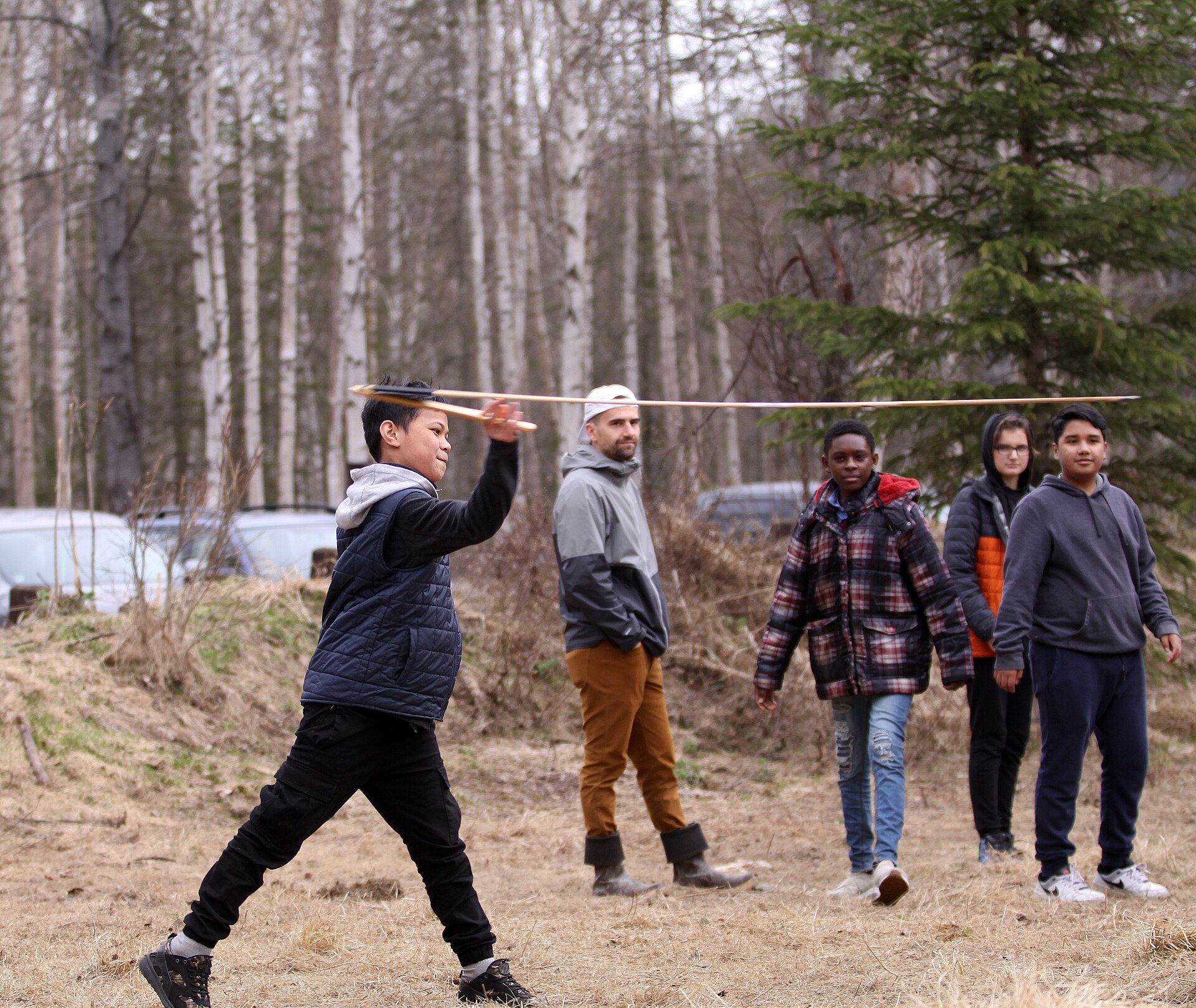 Démonstration de tir au propulseur (atlatl)