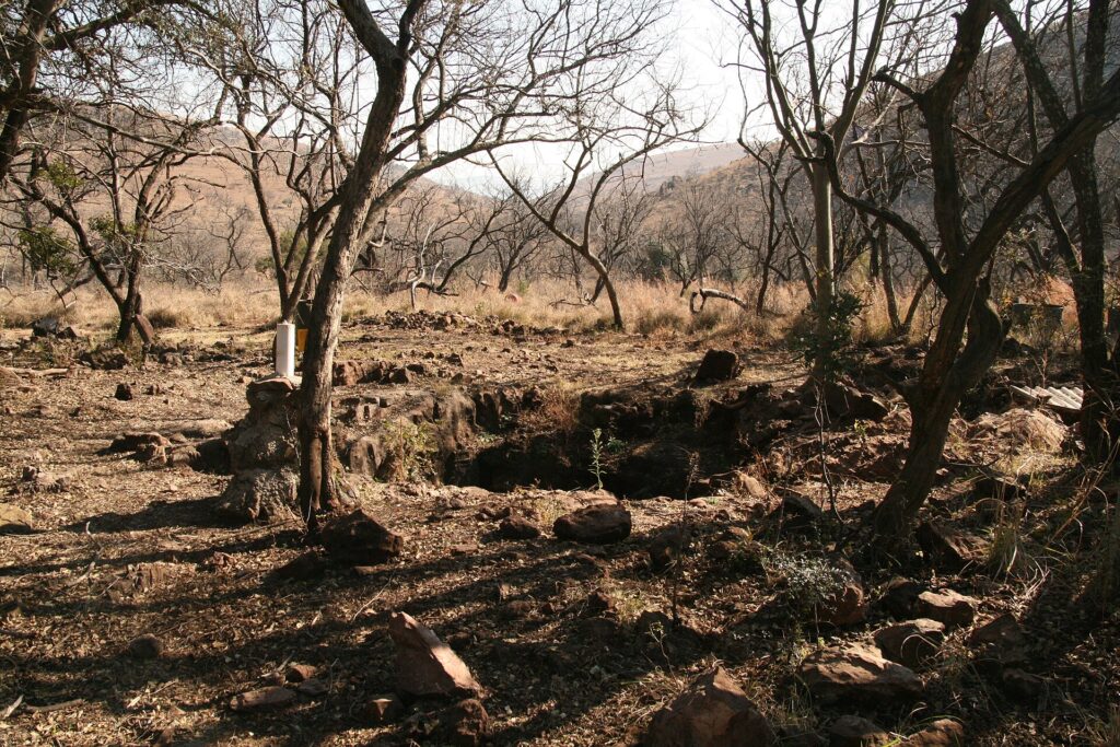 Fosse de fouille de Malapa dans la savane sud-africaine