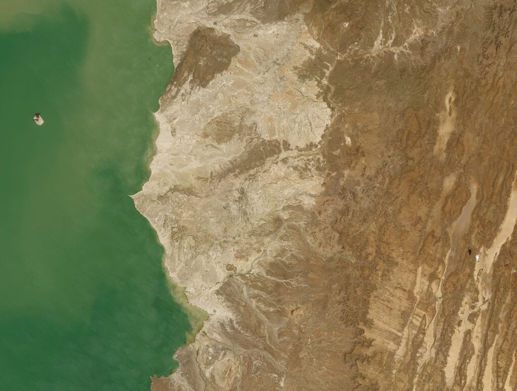 Image satellite de la rive est du lac Turkana à Koobi Fora