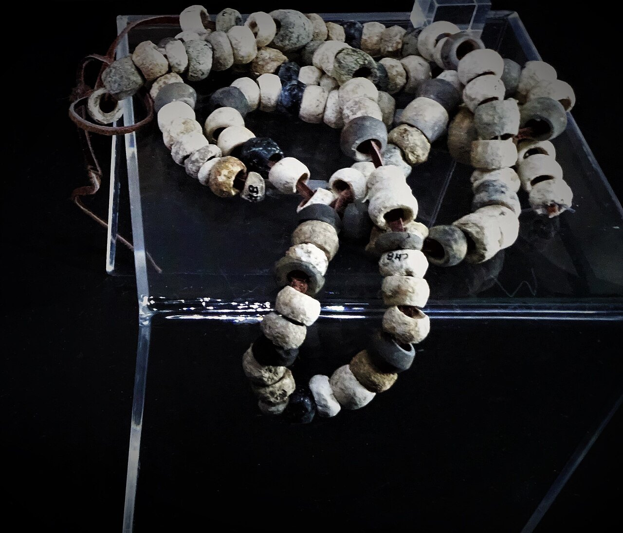 Collier préhistorique exposé au musée de Vassieux-en-Vercors.