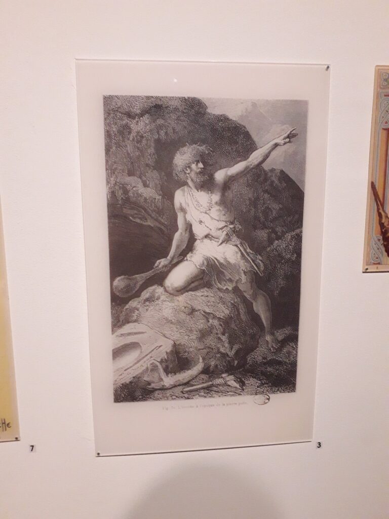 Gravure du XIXe siècle représentant une scène de vie à l’âge de la pierre polie