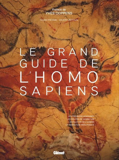 Couverture du « Grand Guide de l’Homo sapiens » : bisons peints d’Altamira, ocre et rouge sur la voûte de la grotte