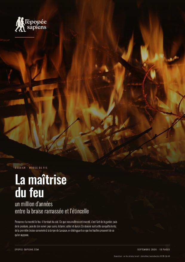 Couverture, La maîtrise du feu, un million d’années entre la braise ramassée et l’étincelle