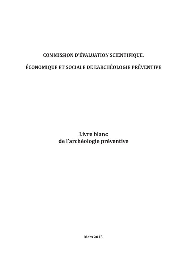 Couverture, Livre blanc de l’archéologie préventive