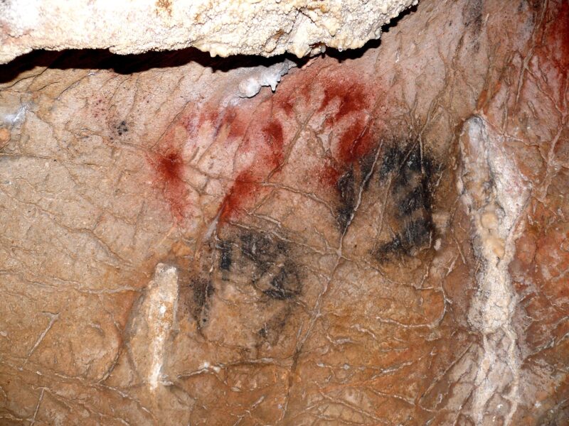 Mains négatives noires et rouges de la grotte de Gargas (Hautes-Pyrénées), Gravettien