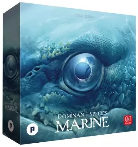 La boîte du jeu Dominant Species Marine, un grand œil de créature marine.