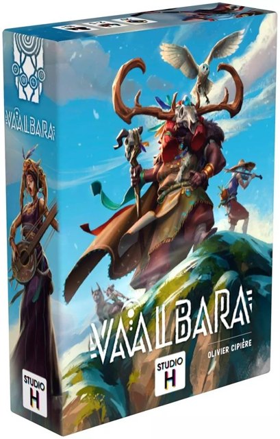 La boîte du jeu Vaalbara, une cheffe de tribu coiffée de bois de cerf.