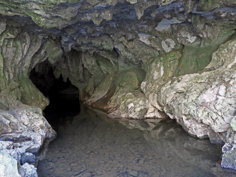 L’entrée de la grotte du Tuc d’Audoubert, d’où sort le Volp